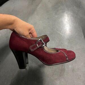 Chic Burgundy Strap Heels